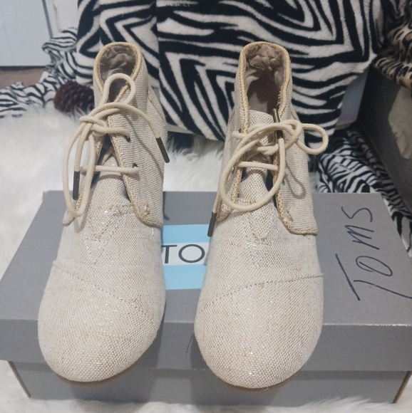 Toms women desert lace up ankle bootie wedge shoes - Picture 5 of 14